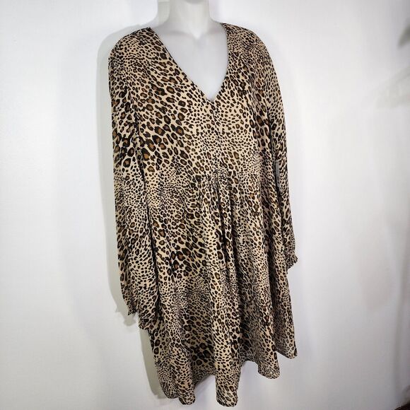 Time and Tru Dress XL 16-18 Peasant Floral V Neck Long Sleeve Lined Babydoll - Picture 4 of 8